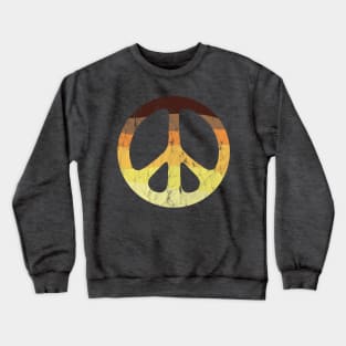 Washed and Worn Peace Sign With 70s Stripes Crewneck Sweatshirt